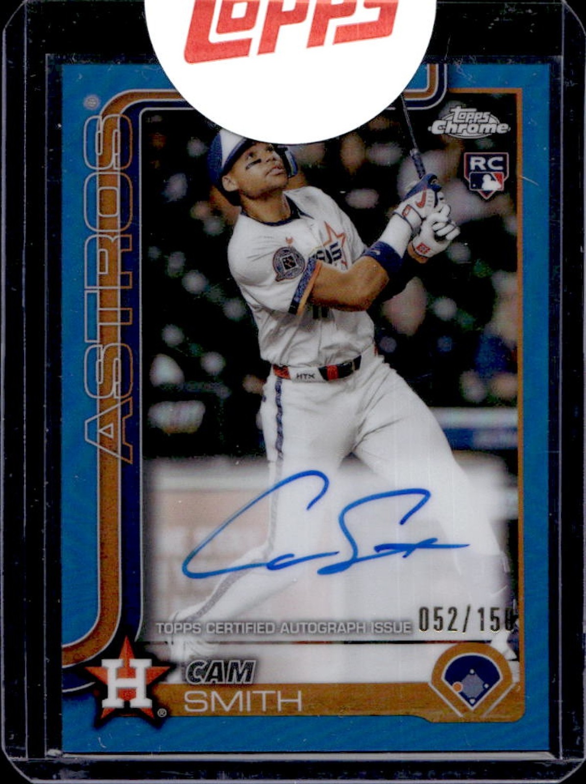 2025 Topps Chrome Cam Smith Rookie Auto RC Blue Refractor #52/150 Astros