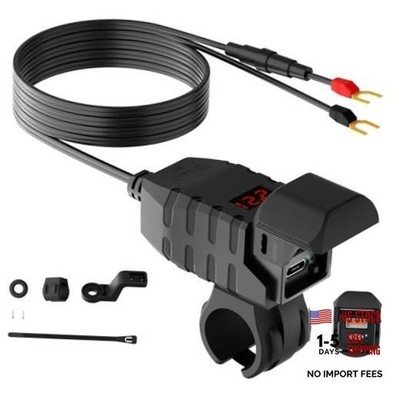 Motorcycle USB Charger, Dual USB Type C 30W PD & QC 3.0 Motorcycle Phone