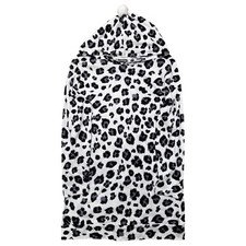 Womens White  Black Animal Print Long Sleeve Nightgown Sleep Shirt Medium