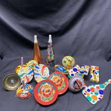 Lot of 16 Clown, Party, Polka Dot Vintage Tin Noise Makers. Made In USA.