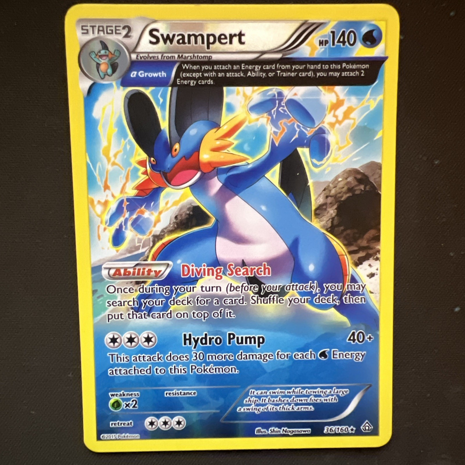 Swampert 36/160 Reverse Holo Rare Primal Clash Pokemon Lightly Played TCG
