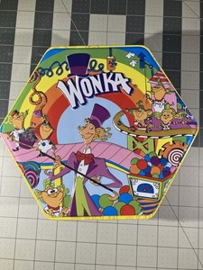 Willy Wonka Limited Edition Candy Factory Canister Tin Larry Taffy Bottle Caps