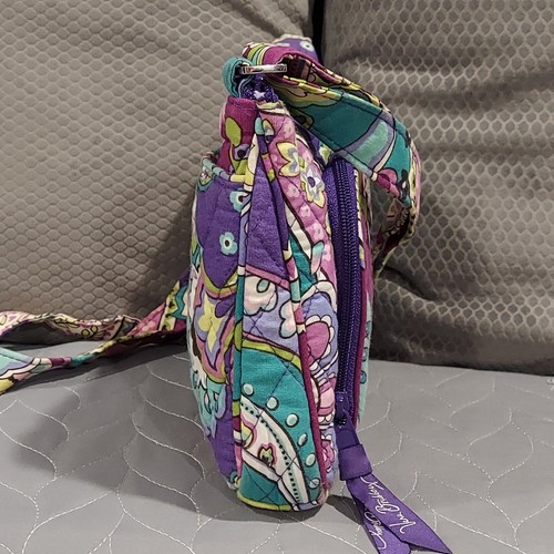Vera Bradley LILA MELIERT Schultertasche Batik Blätter Blumen Neu ohne Etikett - Bild 4 von 16