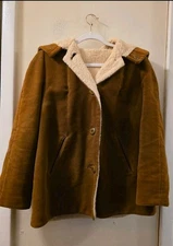 Vintage 70s Montoro Suede Faux Sherling Collared Jacket Betty Rose Daisy Jones