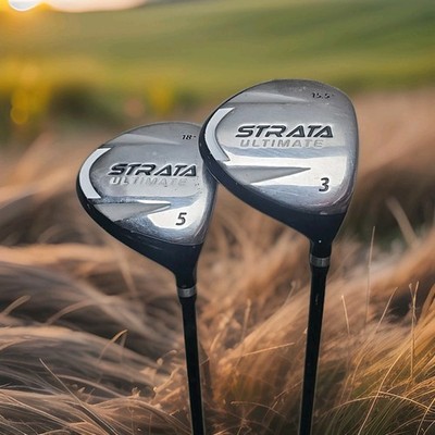 RH Callaway Strata Ultimate 3 & 5 Wood Graphite Lite Flex Golf Clubs UPC1981