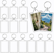 12Pcs Acrylic Photo Frame Keychain Holder 2 X 3 in Picture Insert Blank Keyring