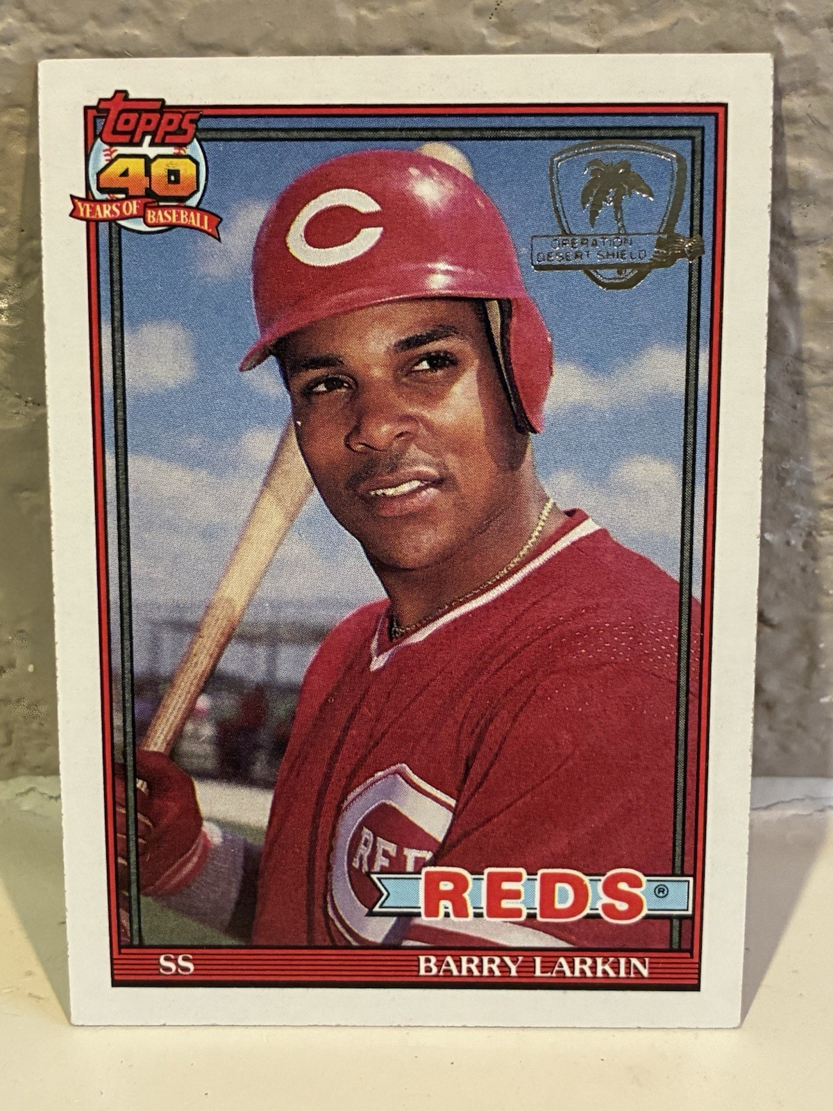 1991 Topps Desert Shield Barry Larkin #730 Cincinnati Reds HOF EXMT D