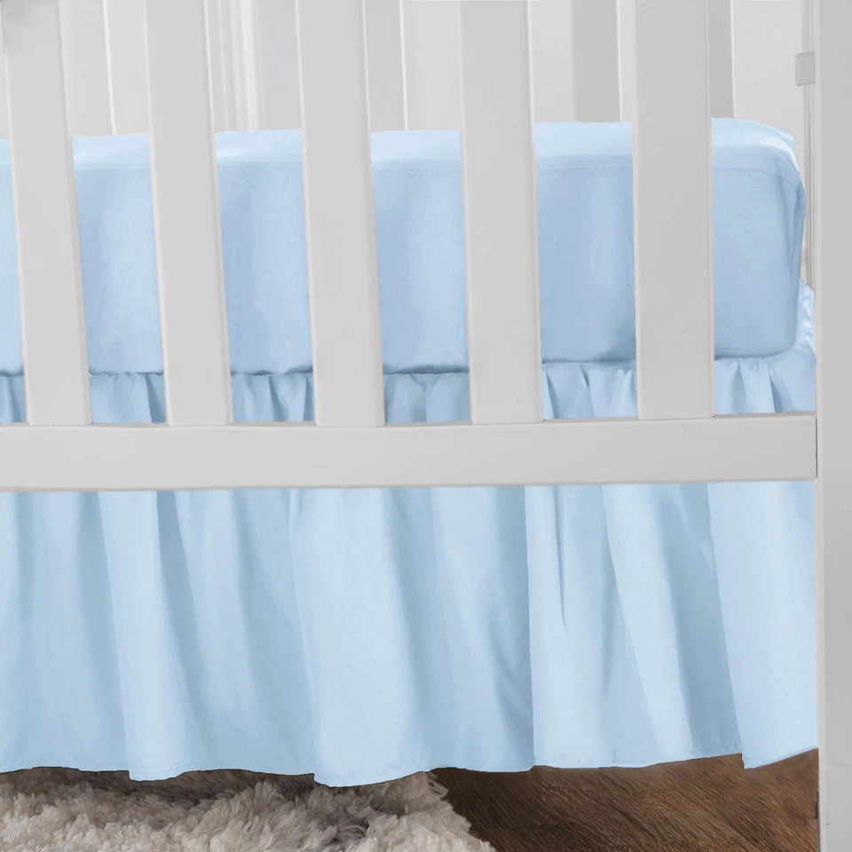 Ultra Soft Microfiber Ruffled Porta/Mini-Crib Skirt, Blue, for Boys and Girls - Image 3 of 4