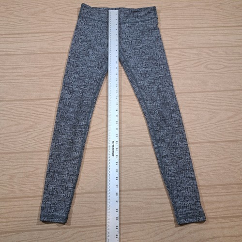 ivivva Girls Leggings 14 Lululemon Black Gray Geometric Black Stitch Pattern - Picture 6 of 7