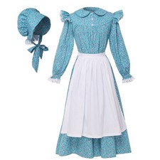American Pioneer Dress with Bonnet 6-12Y Colonial Civil War Prairie Dress