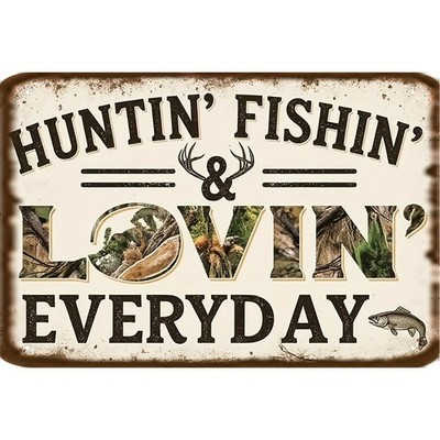 Vintage Hunting & Fishing Wall Art Tin Metal Signs Home Décor 8x12 Rustic Metal 