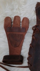 VALHALLA GEAR Brown Leather 3 Finger Archery Glove Three-Finger Protective Gear