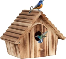 Bird Houses for Outside,Hanging Outdoor BirdHouses,Wood Bird Nesting Box House f