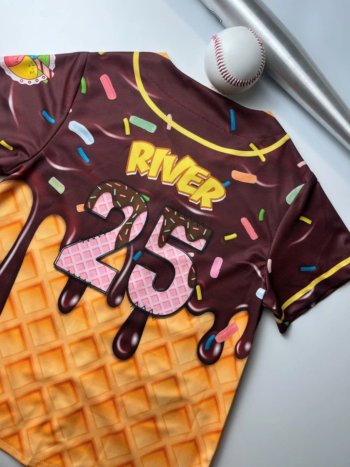 Camiseta de béisbol personalizada por goteo de helado para hombres mujeres niños, verano a juego Foto 4 de 4