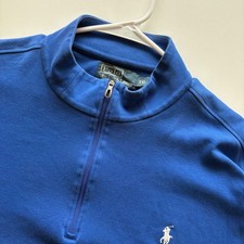Polo Ralph Lauren Mens XXL Royal Blue 100 Pima Cotton Quarter Zip Pullover