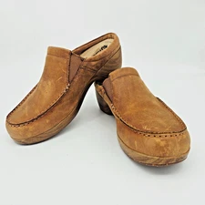 Rocky 4EurSole Tan Leather Backless Mule Clog No Slip Women’s 8W READ