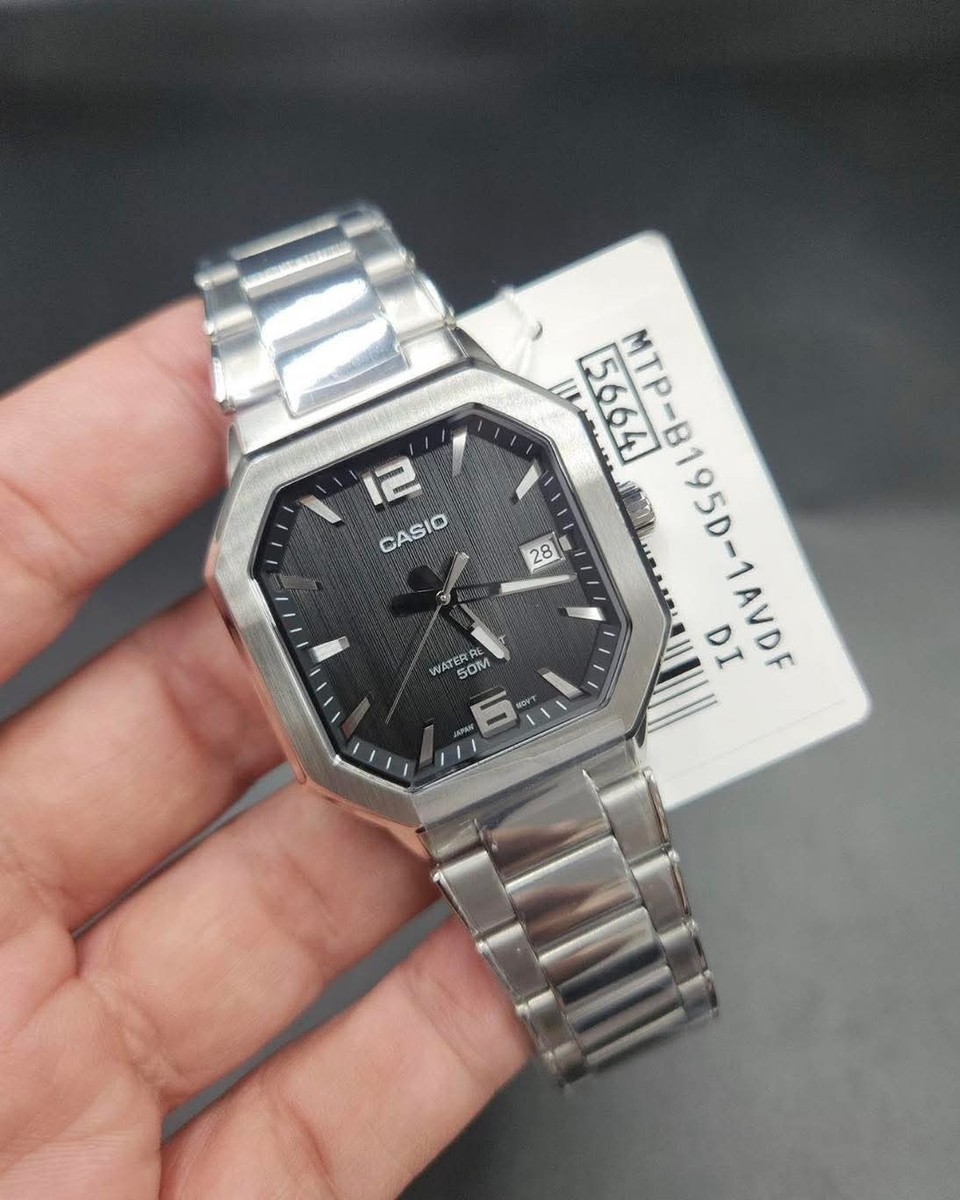 Casio MTP-B195D-1AVDF Men's Stainless Steel Watch Black Dial Date