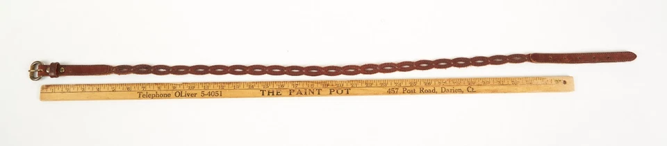 VTG Lauren Ralph Lauren Brown Slim Skinny Leather Braided Belt Women's M/L - Image 3 of 4