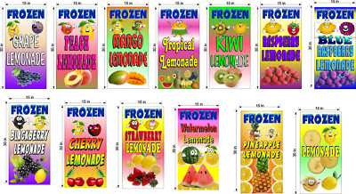 15'' X 30'' VINYL BANNER FROZEN LEMONADE DRINK With FRUIT CHOOSE FRUIT FLAVOR