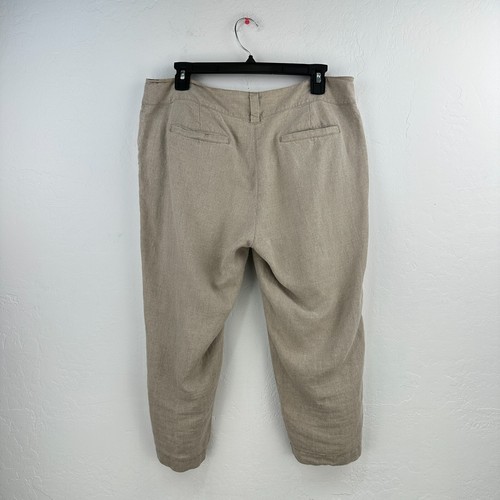 Eileen Fisher Capri Pants Womens M Tan Woven Pedal Pushers Coastal Core Casual - Picture 2 of 6