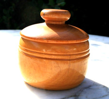 Vintage Hand Turned Wooden Bowl Trinket Box w/Lid Mid Century