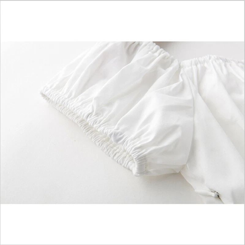 Women Girls White Peasant Tops Off The Shoulder Blouse Sexy Pinup Shirt  - Image 4 of 4