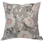  Pink Rose Flower Gray Throw Pillow Cover Floral Petal Elegance Sketch Bud 
