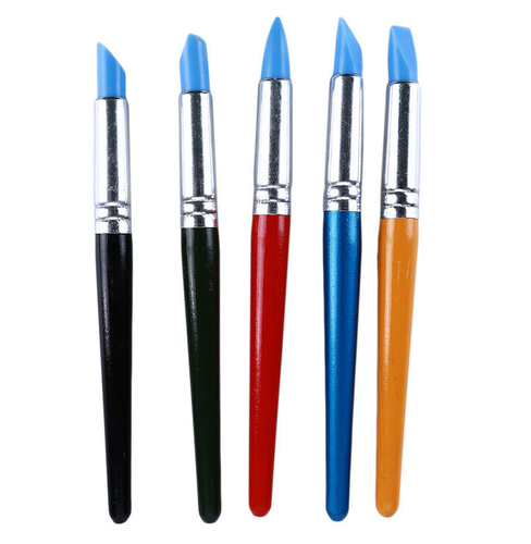 Confezione 5 Silicone Gomma Punta Spazzole Colore Shaper Pittura Colla Ceramica - Foto 7 di 7