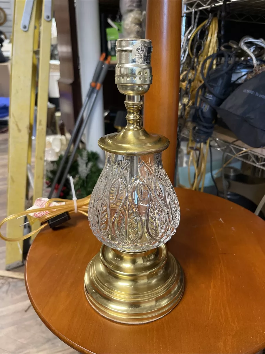 Beautiful Small Waterford Crystal And Brass Table Lamp