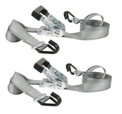 2pk ~Keeper 1.5'' W X 14' L Gray Tie Down w/Ratchet & Hooks 1000 lb Strap