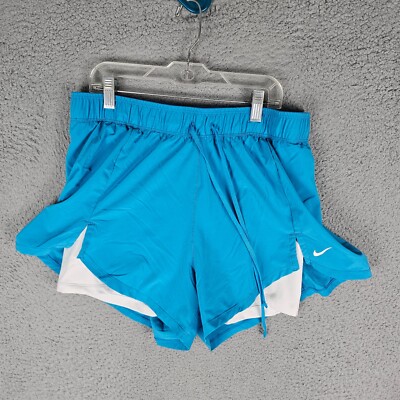 Nike Flex Essential 2-in-1 Training Shorts Womens Large Blue Swoosh DA0453-446