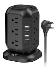 Power Strip Tower with USB Ports-AiJoy Surge Protector with 12 AC Outlet