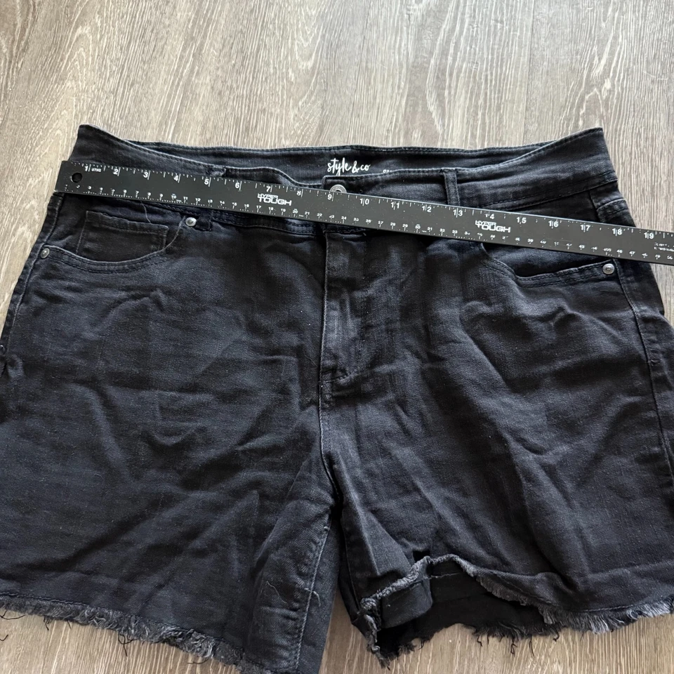 Style & Co Denim Gothic Grunge Punk Womens Shorts - Size 14 Black - Image 3 of 4