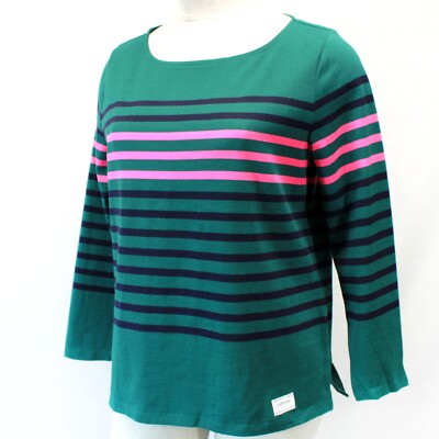 TALBOTS Plus Green Authentic 100% Cotton Striped Tank Tee Top 2X