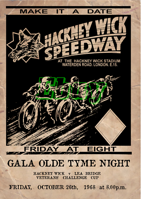 Hackney Wolves Speedway 1960s Retro Aged Look Style A4 Poster