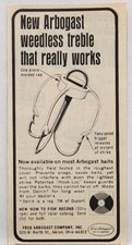 1965 Fred Arbogast Weedless Treble Fishing Lures MCM Original Print Ad Akron OH