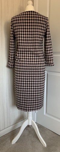 M&S Collection Soft Flannel Shift Dress Pink Size 10 Checked Stretch 3/4 Sleeve - Picture 8 of 18