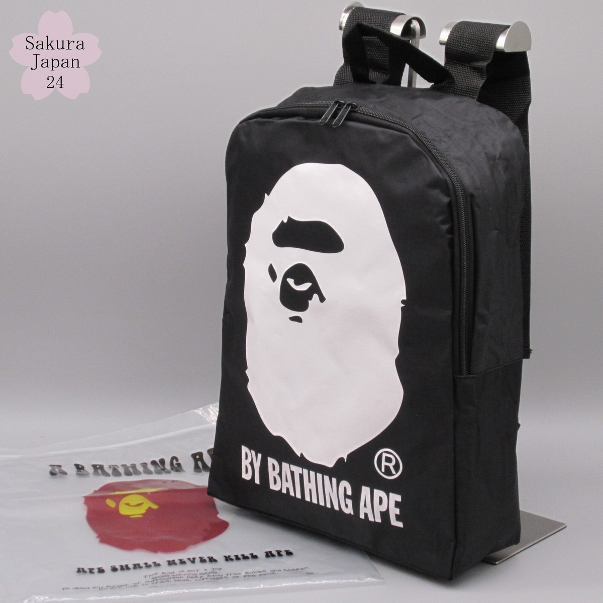 BAPE A Bathing Ape Backpack APE HEAD Print Black 2015 AW