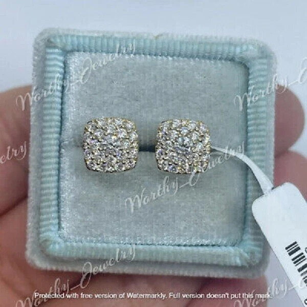 2Ct Lab-Grown Diamond Cluster Stud Earrings in 14K Yellow Gold