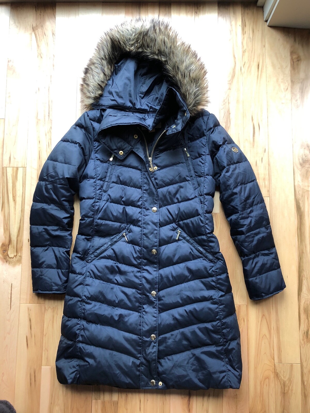 michael kors hooded maxi puffer coat