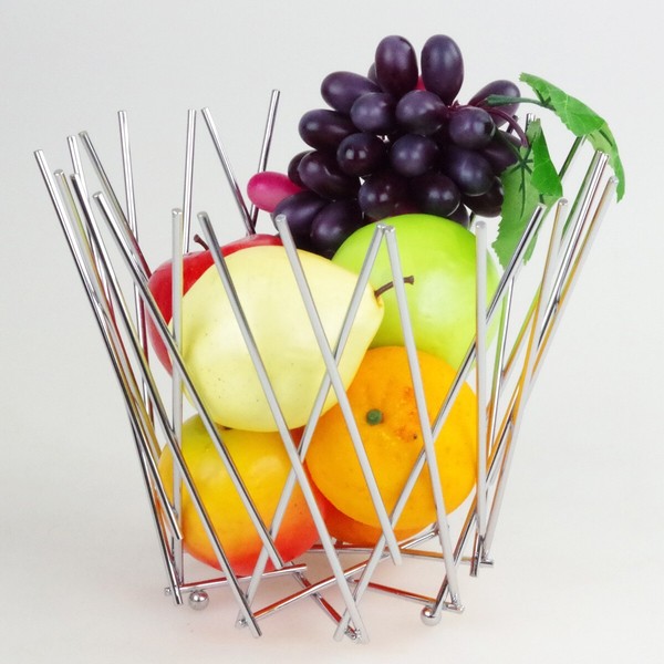 Obstkorb Sticks Chrom Ø26X21Cm FrüChtekorb Obstschale Dekoschale Dekokorb Deko-image
