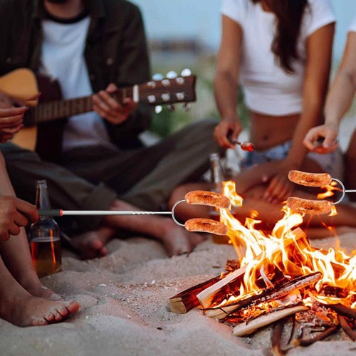 Marshmallow Roasting Sticks Extendable Fork BBQ Campfire Kids Fun Barbecue AUS - Picture 3 of 12