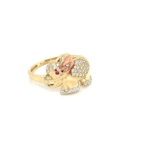 Authentic Elegant Gold-Plated Silver Elephant Moissanite Ring Unique Animal Lover's Ring