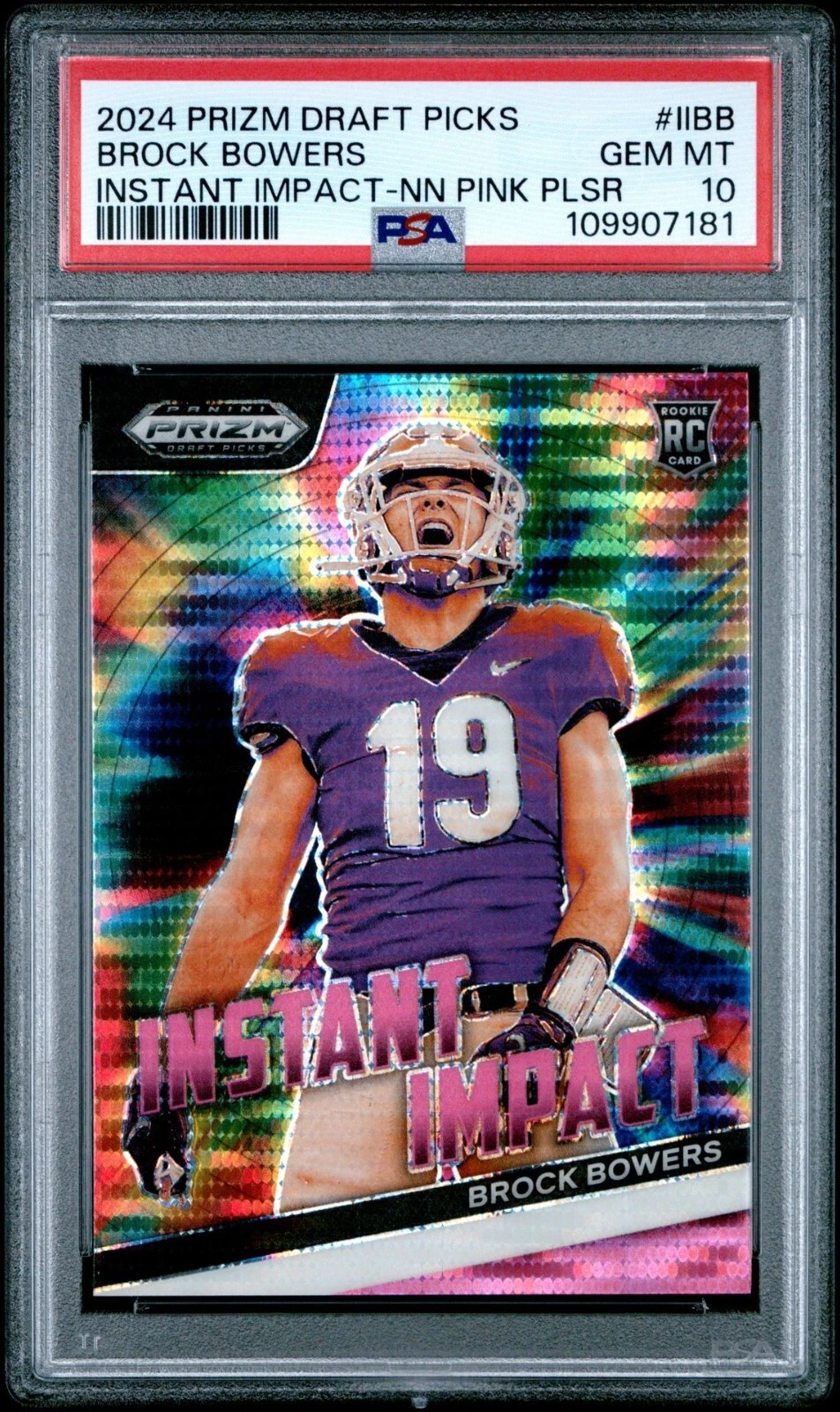 Brock Bowers Panini Prizm Draft Picks Instant Impact #IIBB Neon Pink Pulsar