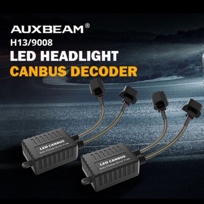 2Pcs H13 9008 LED Headlight Canbus Error Anti Flicker Resistor Canceller Decoder
