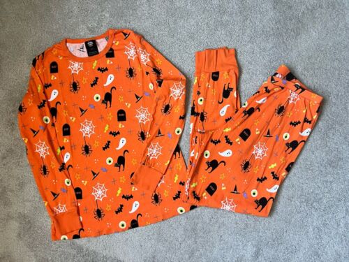 Hyde And Eek Women’s Halloween PJ Medium Long Sleeve 2 Piece Orange Crew Neck