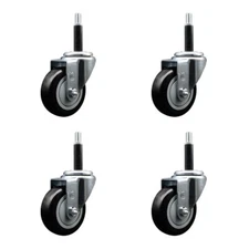 3.5 Inch Black Poly Wheel Swivel 3/4 Inch Expanding Stem Caster Set SCC