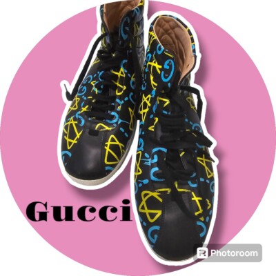 GUCCI AUTHENTIC GRAFFITI, FASHION, HIGH TOP SNEAKER 11G(10UK, 44 EU)$750 