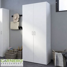 Armadio 2 ante LIGHT BIANCO Gihome ® armadietto appendiabiti ripiani corridoio