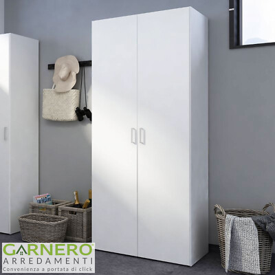 Armadio Dotan II Con Ante Scorrevoli - 200x215x58 Cm, Nero/Bianco, Con Appendiabiti - Foto 8